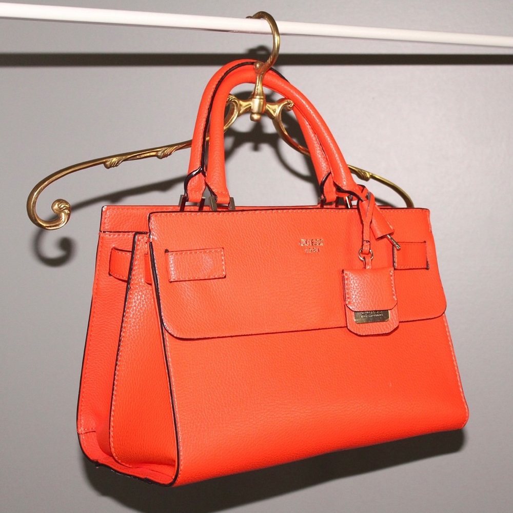Guess Orange Cate Satchel Purse - Picture 3 of 15